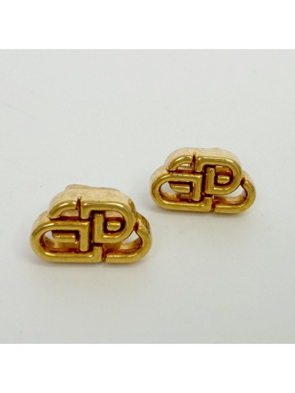 Balenciaga BB Logo Earrings Plated Gold Vintage